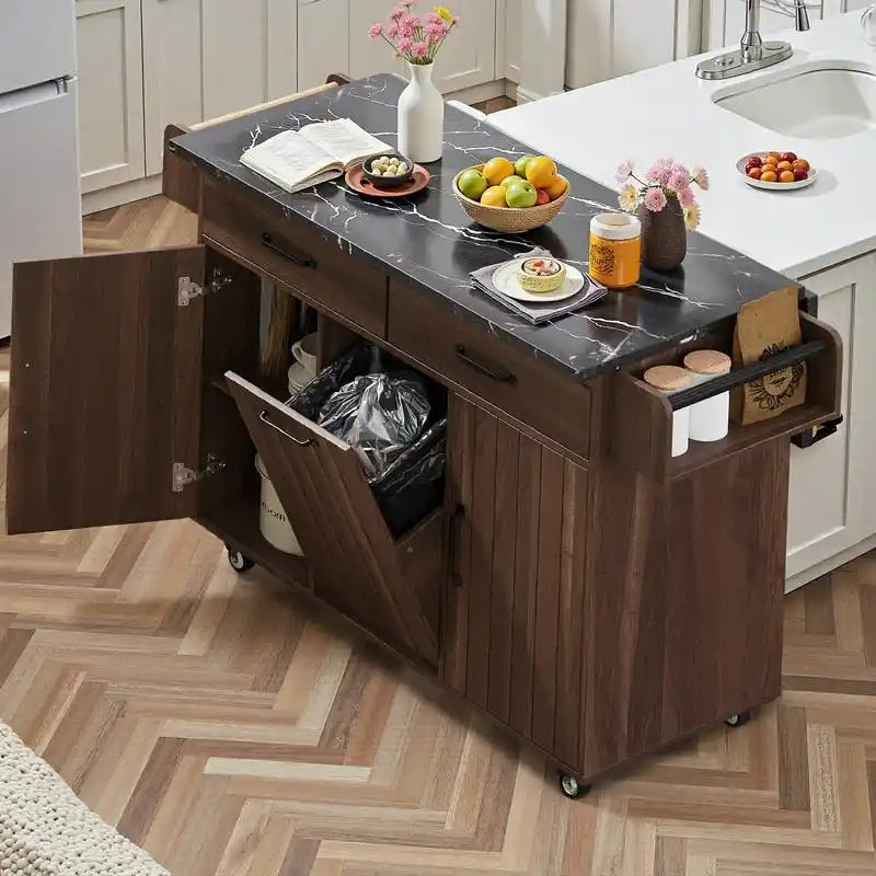Îlot de cuisine Alger avec armoire de rangement pour poubelle