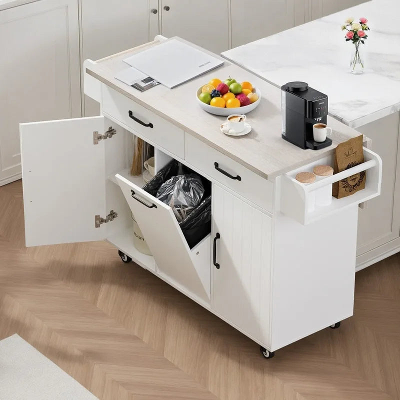 Îlot de cuisine Alger avec armoire de rangement pour poubelle