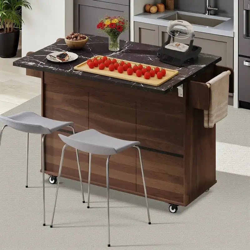 Îlot de cuisine Alger avec armoire de rangement pour poubelle