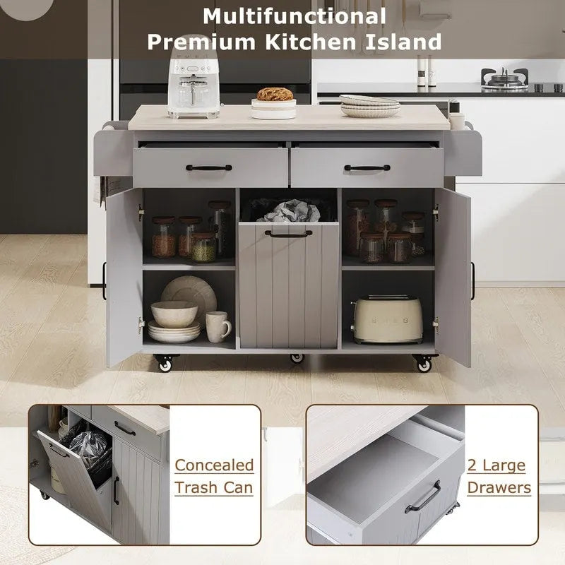 Îlot de cuisine Alger avec armoire de rangement pour poubelle