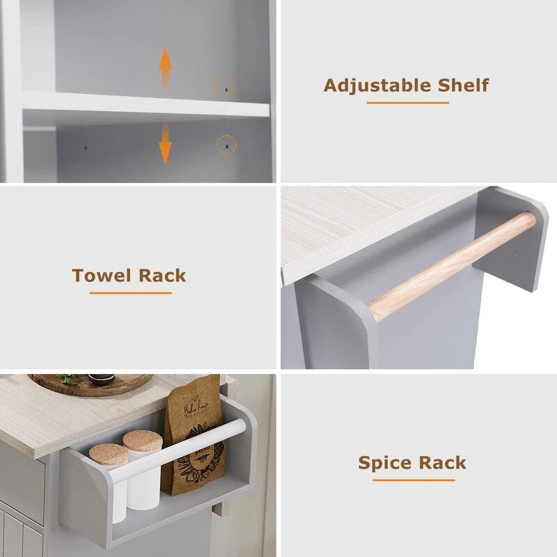 Îlot de cuisine Alger avec armoire de rangement pour poubelle
