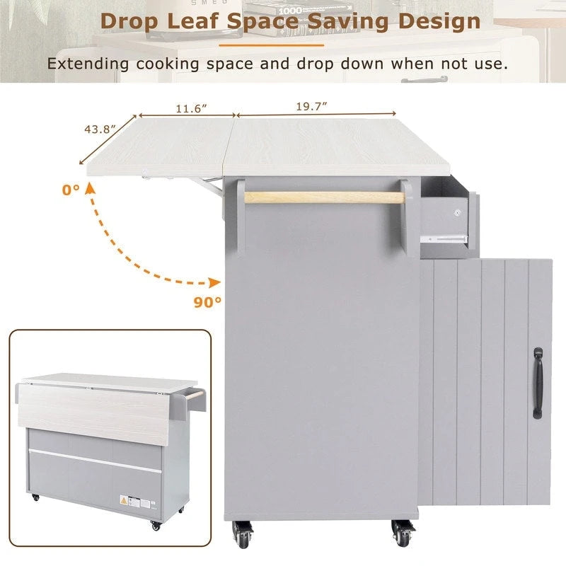Îlot de cuisine Alger avec armoire de rangement pour poubelle