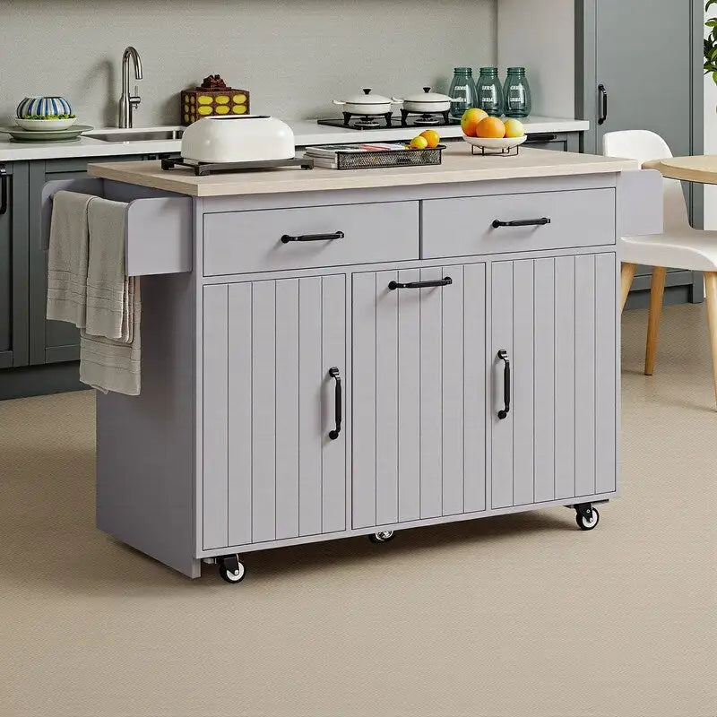 Îlot de cuisine Alger avec armoire de rangement pour poubelle