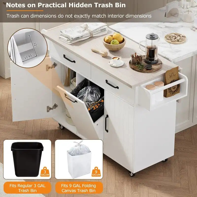 Îlot de cuisine Alger avec armoire de rangement pour poubelle