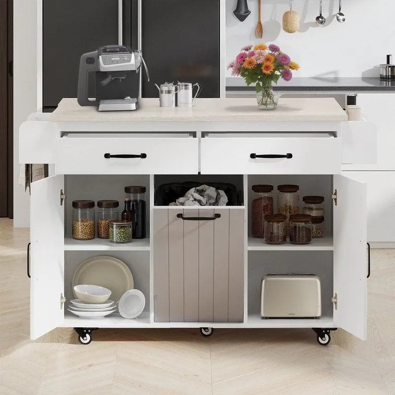 Îlot de cuisine Alger avec armoire de rangement pour poubelle