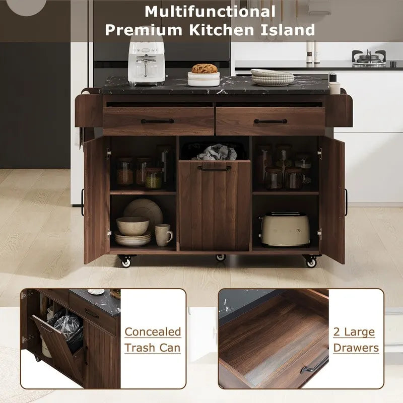 Îlot de cuisine Alger avec armoire de rangement pour poubelle