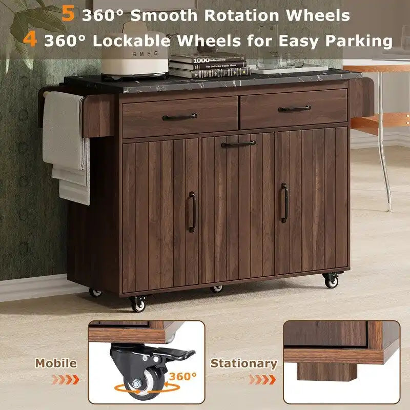 Îlot de cuisine Alger avec armoire de rangement pour poubelle