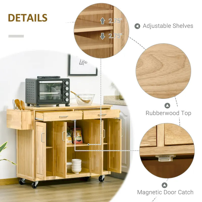 Îlot de cuisine sur roulettes (tabourets non compris)