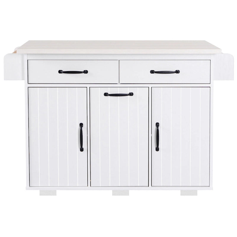 Îlot de cuisine avec meuble de rangement pour poubelle, îlot de cuisine roulant sur roulettes avec étagère réglable, abattant et tiroir