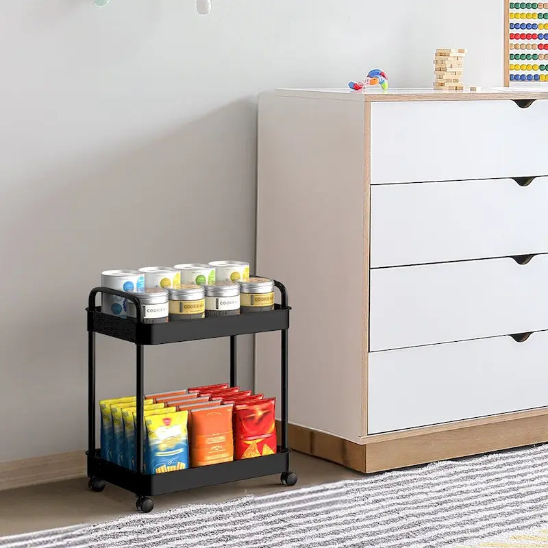 Chariot de rangement, Organisateur d'étagère mobile, Organisateur de rangement multifonctionnel et mobile