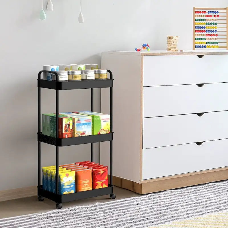 Chariot de rangement, Organisateur d'étagère mobile, Organisateur de rangement multifonctionnel et mobile