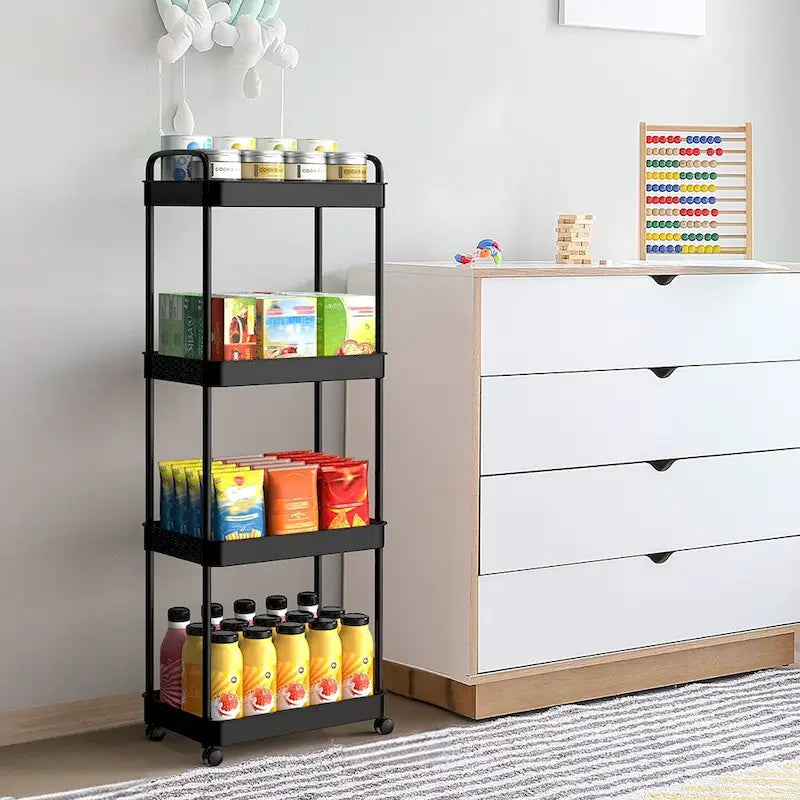 Chariot de rangement, Organisateur d'étagère mobile, Organisateur de rangement multifonctionnel et mobile