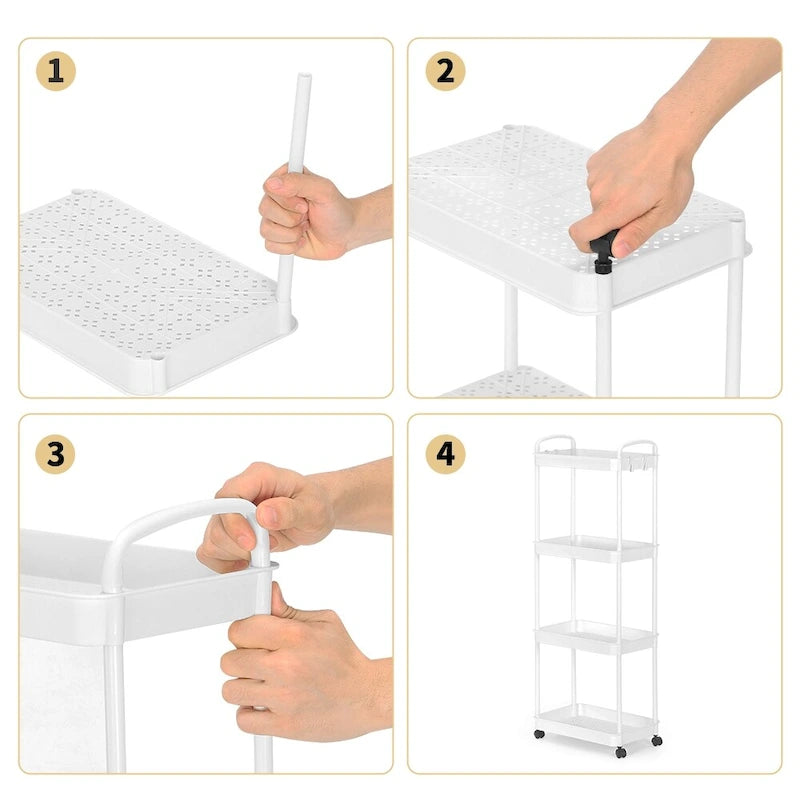 Chariot de rangement, Organisateur d'étagère mobile, Organisateur de rangement multifonctionnel et mobile
