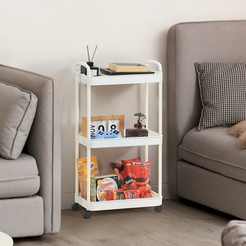 Chariot de rangement, Organisateur d'étagère mobile, Organisateur de rangement multifonctionnel et mobile