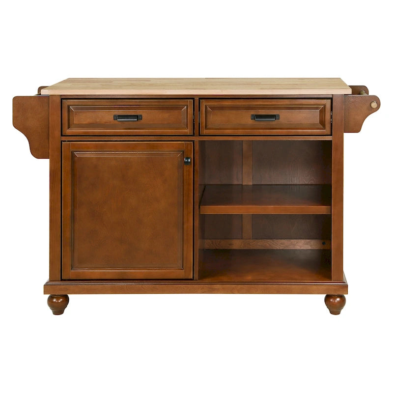 Îlot de cuisine en bois naturel avec rangement
