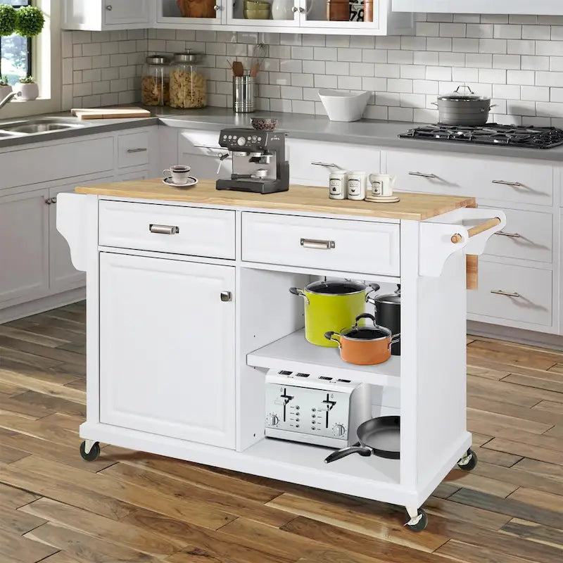 Îlot de cuisine en bois naturel avec rangement