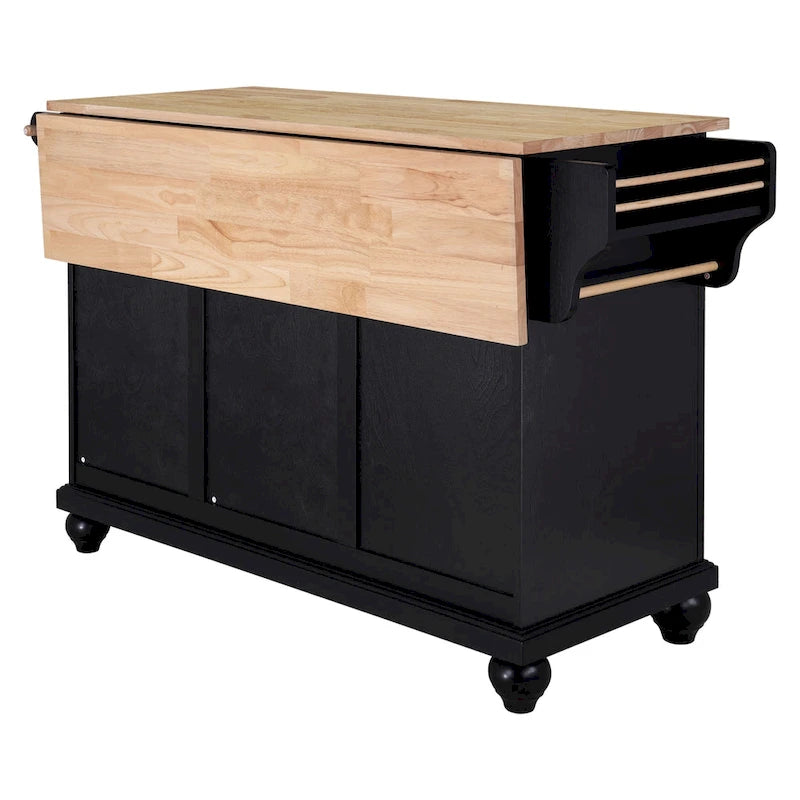 Îlot de cuisine en bois naturel avec rangement