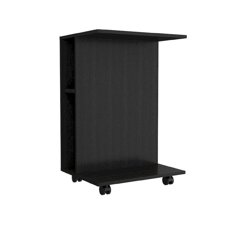 Chariot de bar en bois, desserte de cuisine avec porte-bouteilles et armoire à 1 porte, 60x37,5x81,8 cm.