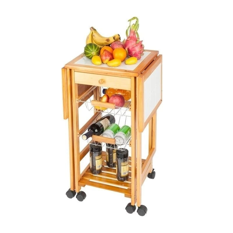 Chariot de cuisine portable avec abattants et roulettes