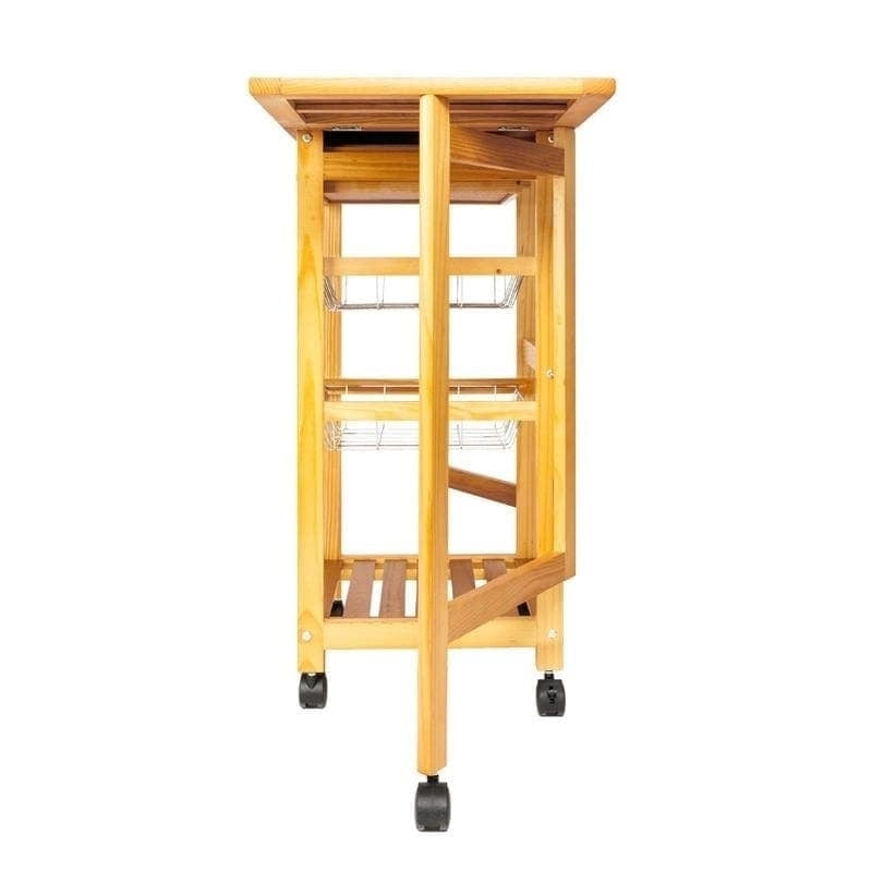 Chariot de cuisine portable avec abattants et roulettes