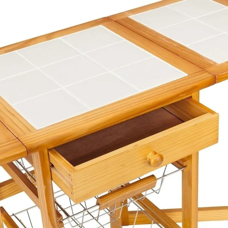 Chariot de cuisine portable avec abattants et roulettes
