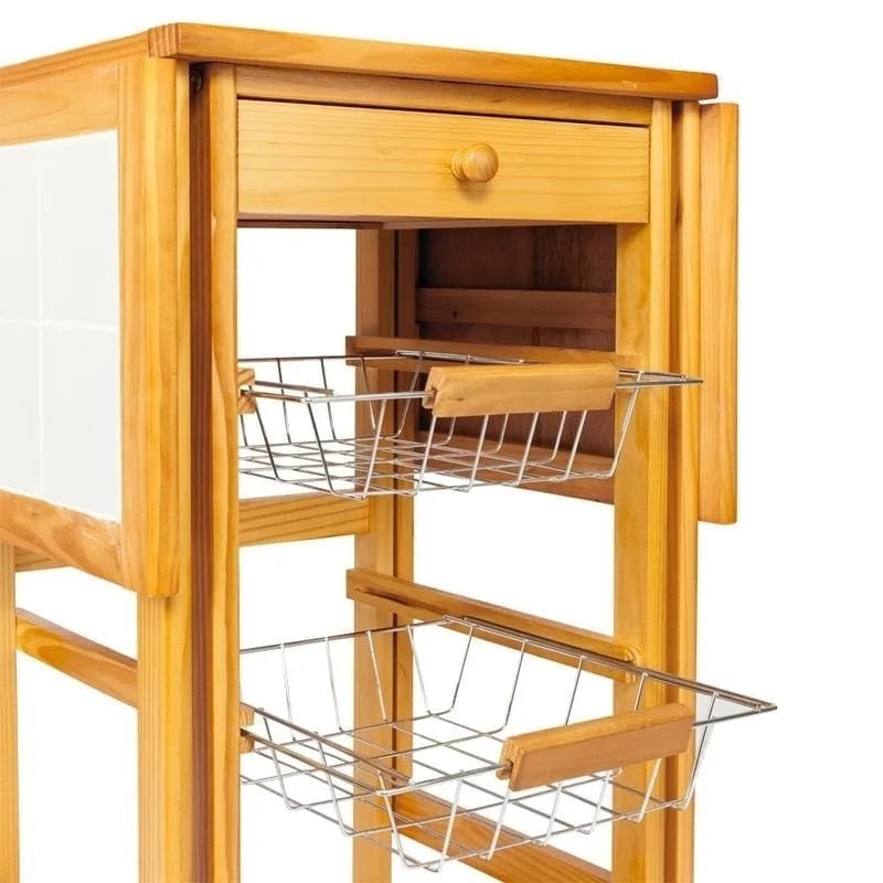Chariot de cuisine portable avec abattants et roulettes