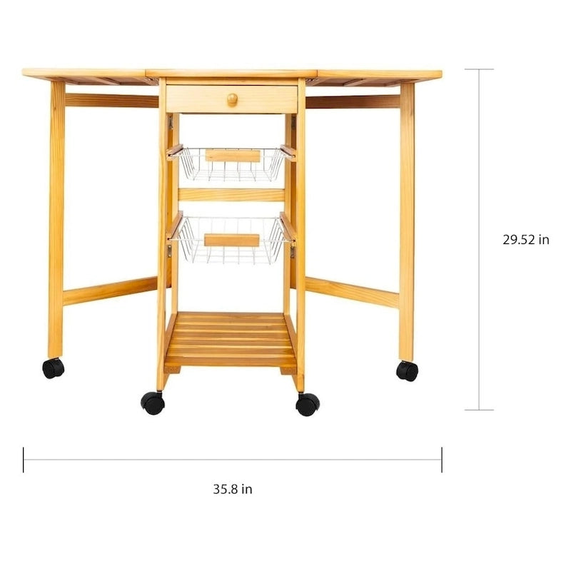 Chariot de cuisine portable avec abattants et roulettes