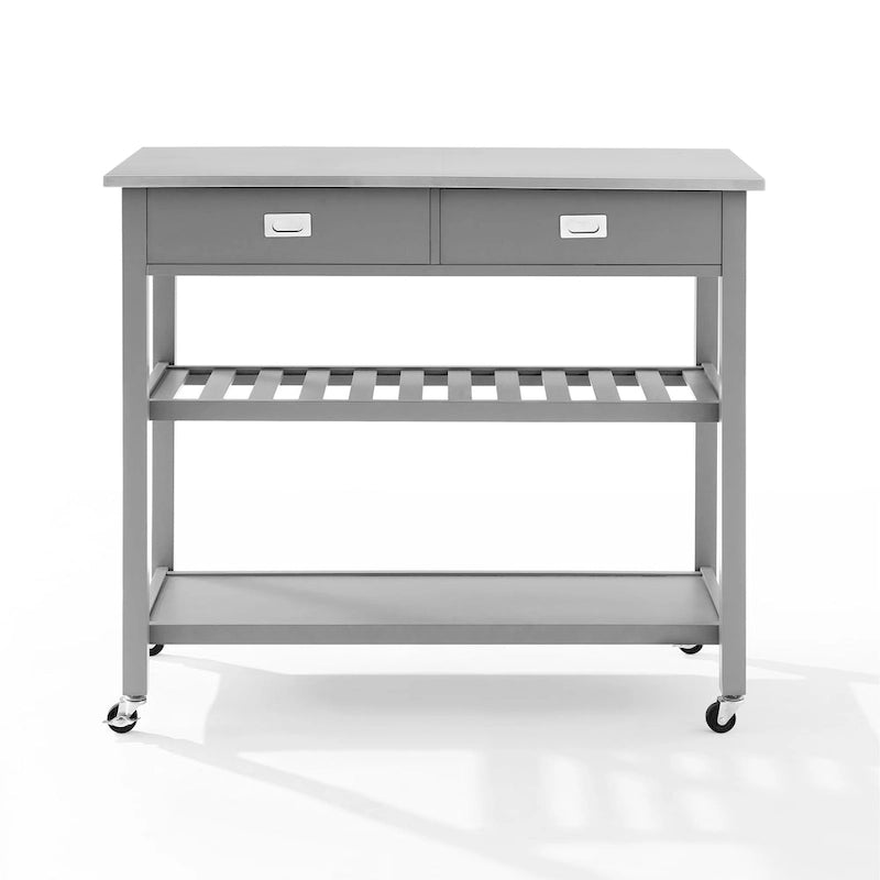 Îlot/Chariot de cuisine avec plateau en acier inoxydable - 37H x 42L x 20P
