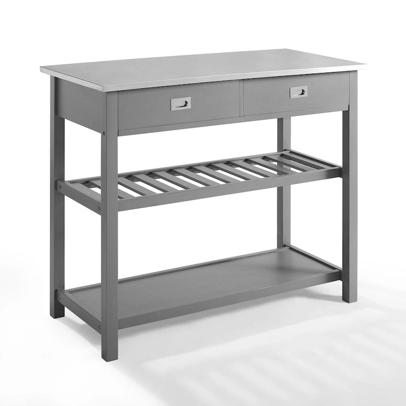 Îlot/Chariot de cuisine avec plateau en acier inoxydable - 37H x 42L x 20P