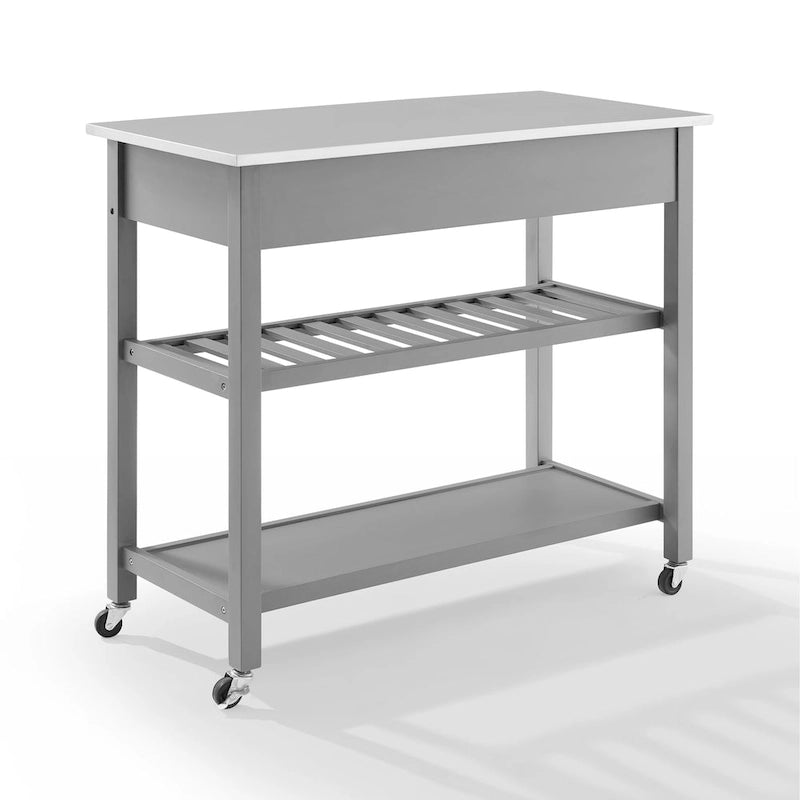 Îlot/Chariot de cuisine avec plateau en acier inoxydable - 37H x 42L x 20P
