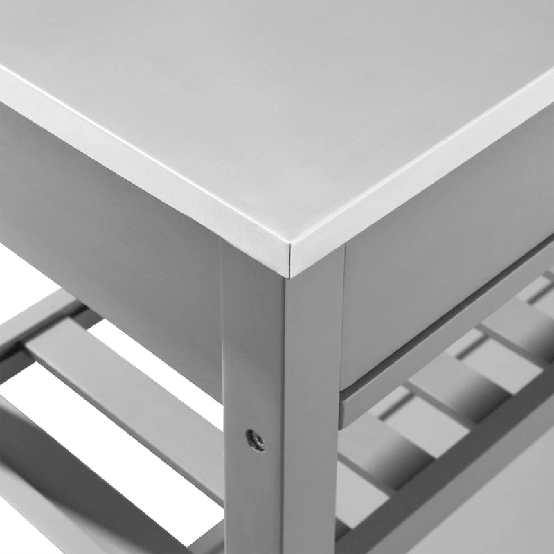 Îlot/Chariot de cuisine avec plateau en acier inoxydable - 37H x 42L x 20P