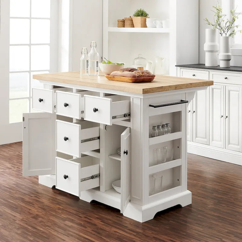 Îlot de cuisine avec plateau en bois - 50 L x 32 P x 36 H