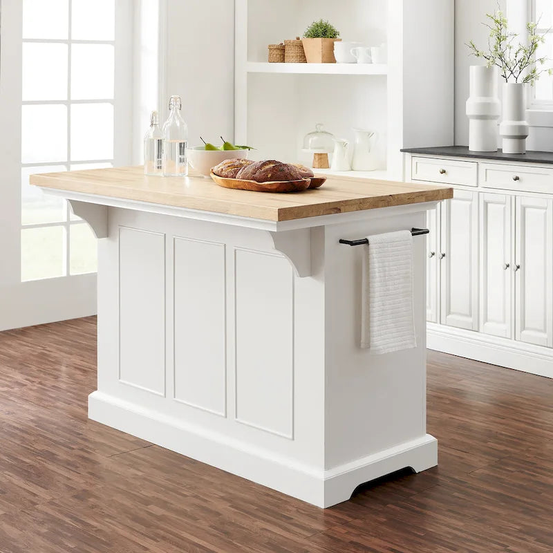 Îlot de cuisine avec plateau en bois - 50 L x 32 P x 36 H
