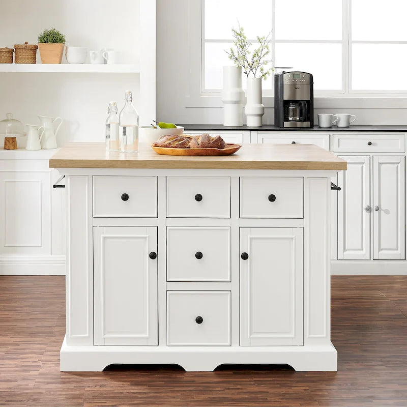 Îlot de cuisine avec plateau en bois - 50 L x 32 P x 36 H