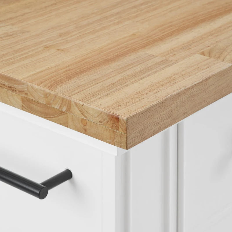 Îlot de cuisine avec plateau en bois - 50 L x 32 P x 36 H