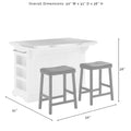 Îlot avec tabourets de bar rembourrés - 51p x 50l x 36h