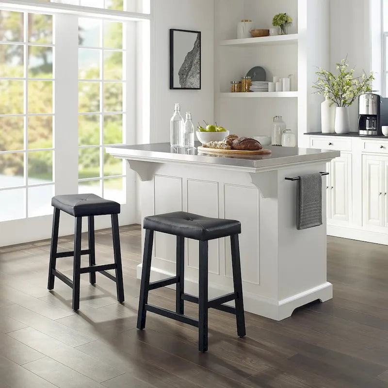 Îlot avec tabourets de bar rembourrés - 51p x 50l x 36h