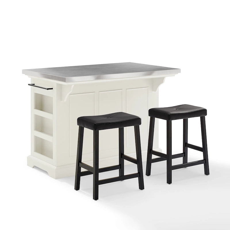 Îlot avec tabourets de bar rembourrés - 51p x 50l x 36h
