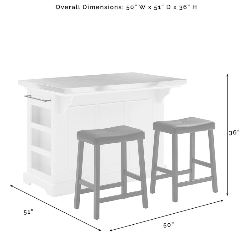 Îlot avec tabourets de bar rembourrés - 51p x 50l x 36h