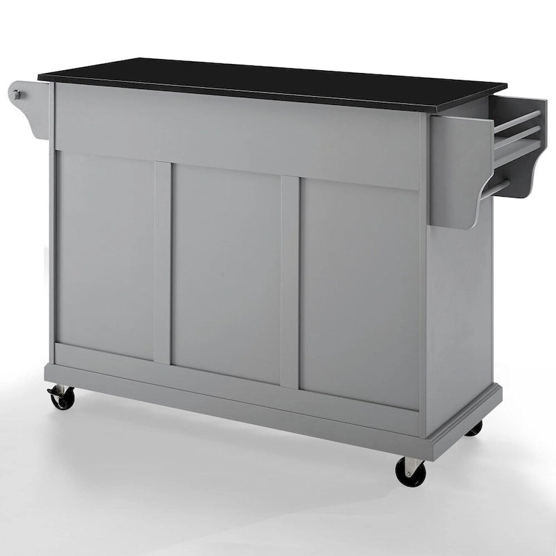 Îlot de cuisine avec plateau en granit noir massif - 51,5 L x 18 P x 34 H