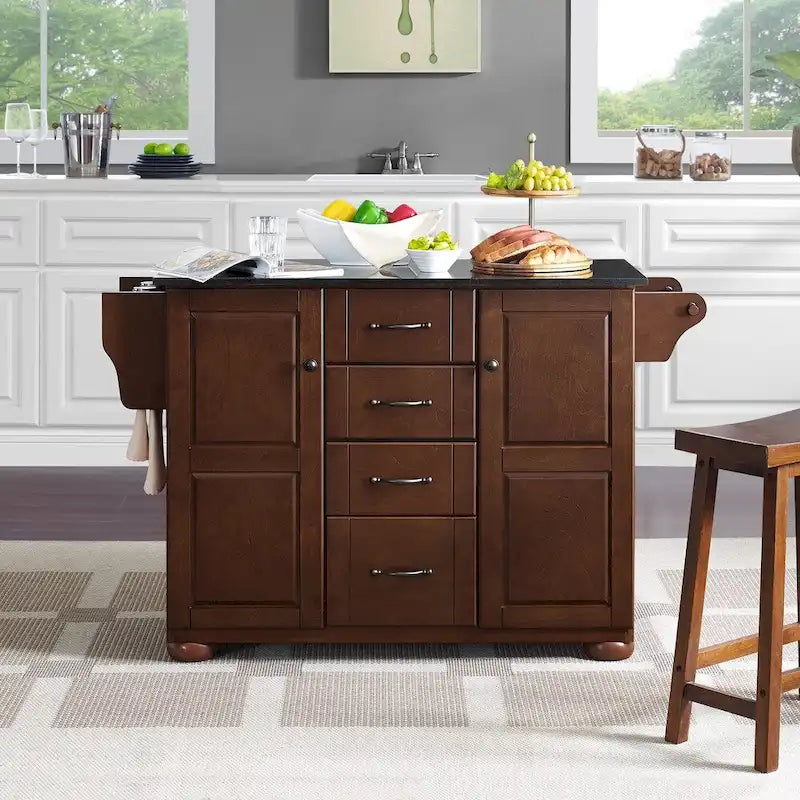 Îlot de cuisine Eleanor Brown Wood/Dessus en acier inoxydable - 18p x 51,5L x 35,25H