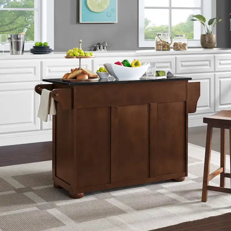Îlot de cuisine Eleanor Brown Wood/Dessus en acier inoxydable - 18p x 51,5L x 35,25H