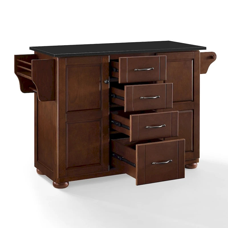 Îlot de cuisine Eleanor Brown Wood/Dessus en acier inoxydable - 18p x 51,5L x 35,25H
