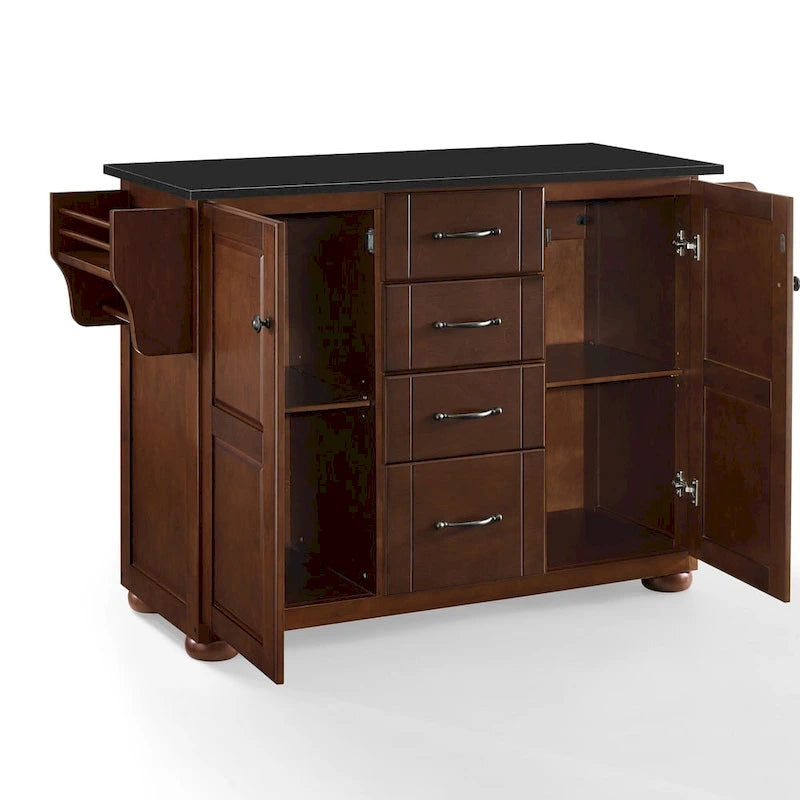 Îlot de cuisine Eleanor Brown Wood/Dessus en acier inoxydable - 18p x 51,5L x 35,25H