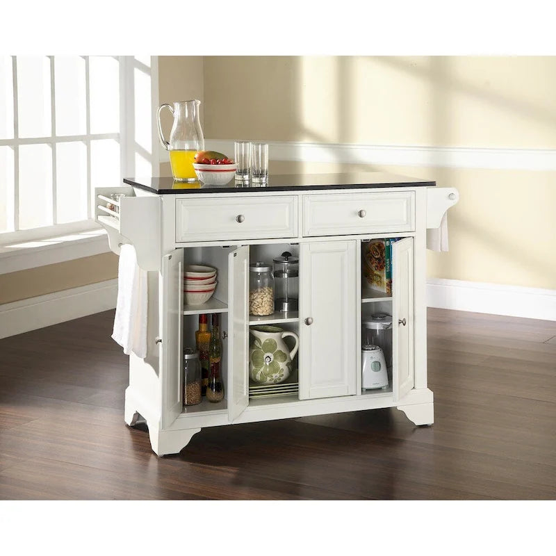Îlot/chariot de cuisine pleine grandeur Lafayette avec dessus en granit - 18p x 51,5l x 36h