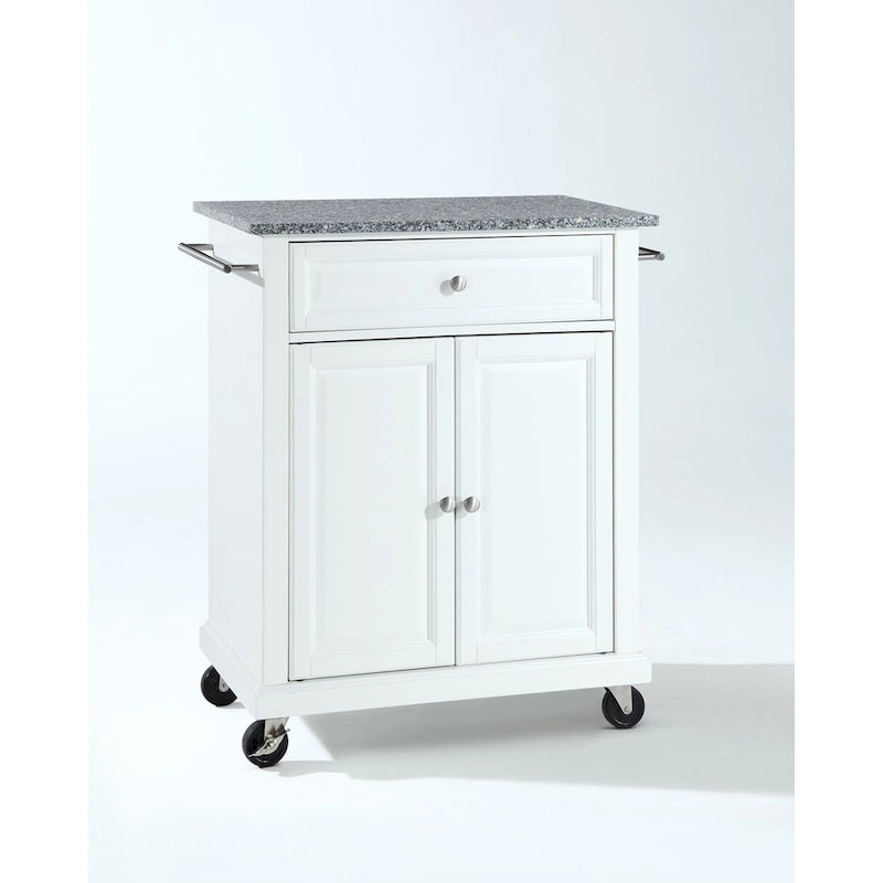 Chariot/Îlot de cuisine portable en granit massif, finition blanche - 45,7 P x 78,7 L x 90,2 H cm