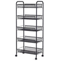 Chariot de rangement à 5 niveaux avec quatre roues pivotantes à 360 degrés - 17,5 x 10,5 x 41 (L x l x H)