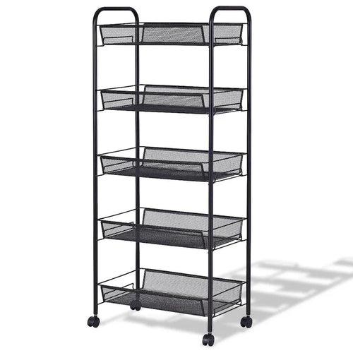 Chariot de rangement à 5 niveaux avec quatre roues pivotantes à 360 degrés - 17,5 x 10,5 x 41 (L x l x H)