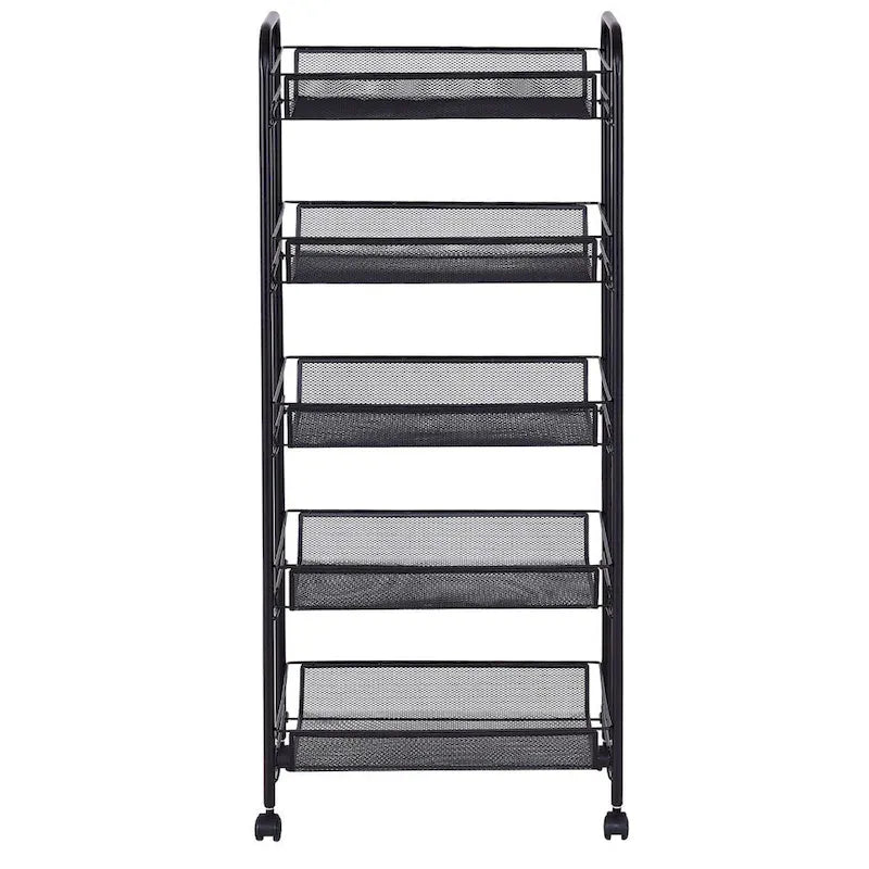 Chariot de rangement à 5 niveaux avec quatre roues pivotantes à 360 degrés - 17,5 x 10,5 x 41 (L x l x H)