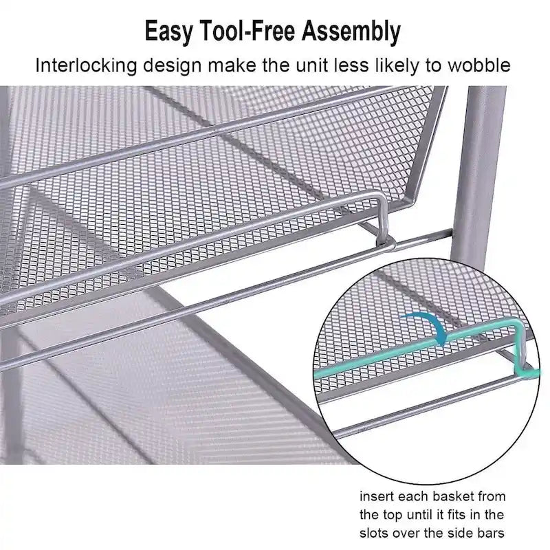Chariot de rangement à 5 niveaux avec quatre roues pivotantes à 360 degrés - 17,5 x 10,5 x 41 (L x l x H)